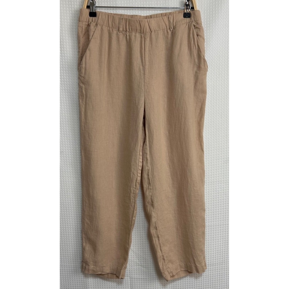 Quince Women's size M Flax 100% European Linen Understated Ankle Pants g